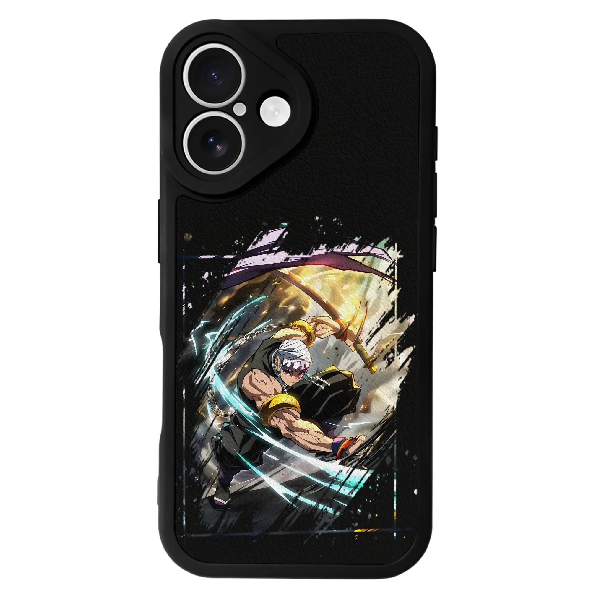 鬼滅の刃 グッズ,宇髄 天元 - IPhone 16シリーズ対応 ・ シリコンスマホケース ・ レザー調 ・ 高精度フィット ・ 耐衝撃 ・ ワイヤレス充電対応 ・ 精密カット